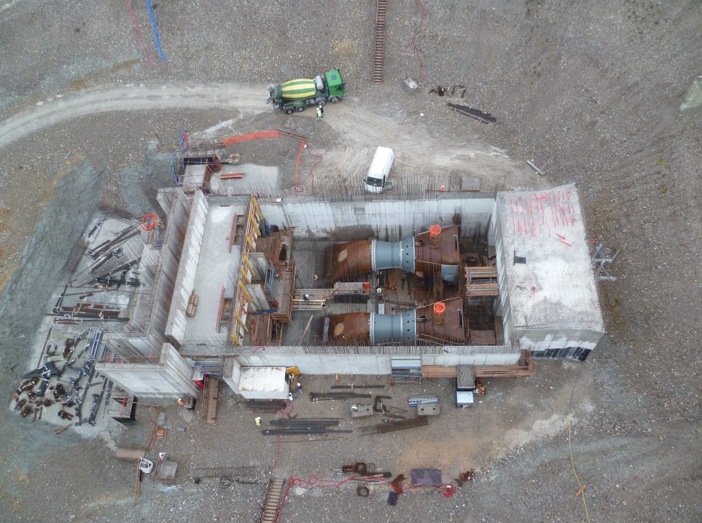 Barrage de KEMBS (68) Construction centrale Hydroélectrique - crédit photo Eiffage GC - Maîtrise Ingénierie Management (MIM) Ingénieurs Conseils